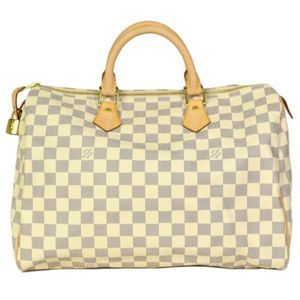 Louis Vuitton Speedy 35 Handbag Damier Azur Gold Hardware